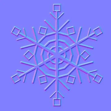 Normal map of snowflake, bump background texture for use in 3D programs Stock Illustration