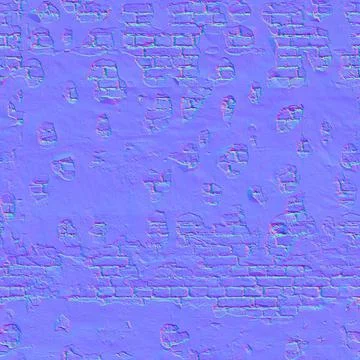 Normal map texture brick wall with destruct. Normal mapping Foto stock