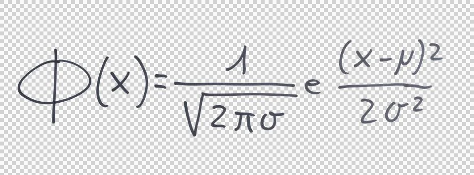 Normal or Gaussian distribution formula written with black marker Stock Illustration