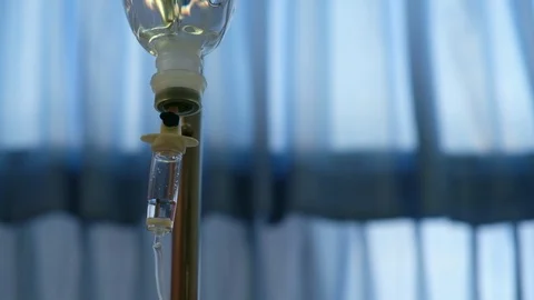 Normal saline hanging and drop for intravenous in hospital. Stock Footage 91744085