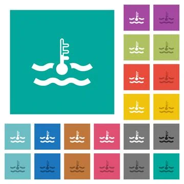 Normal temperature engine coolant square flat multi colored icons Stock Illustration