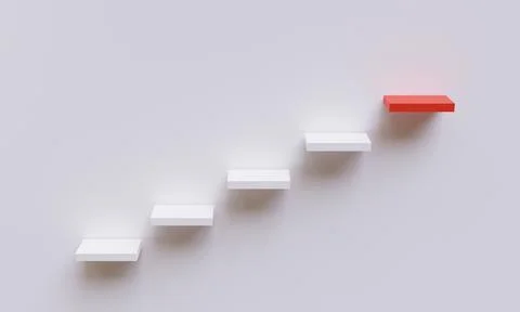 Normal white ladder to red ladder for dream to success and next step concep.. Stock Illustration