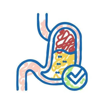 Normal workin digestion system icon doodle illustration Stock Illustration