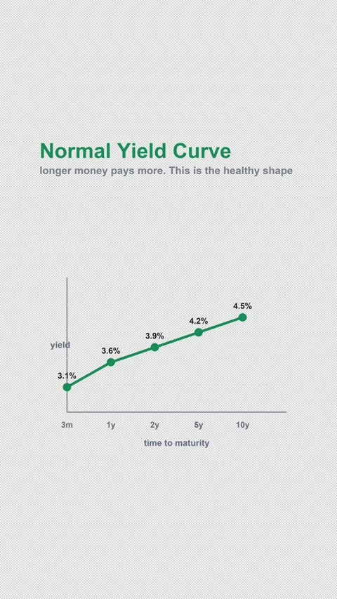 Normal Yield Curve Labeled Bond Market Chart Alpha 4K Vertical 9x16 Light Stockbeeldmateriaal 339633575