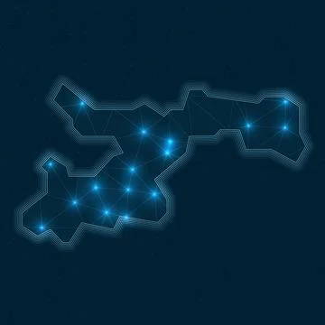 Norman Island network map. Abstract geometric map of the island. Digital co.. イラスト素材