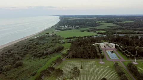Normandy American Cemetery and Memorial Omaha beach France Stock Footage