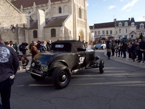 Normandy Beach Race second edition of old car and motorbike Stock Photos