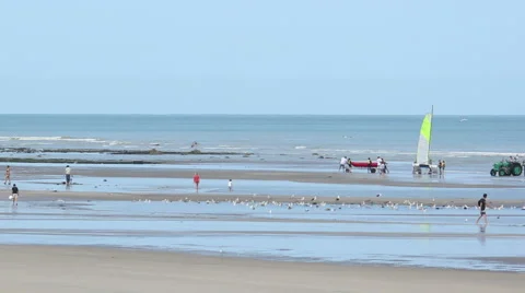 Normandy Beach timelapse travelling  Stock Footage 53358878