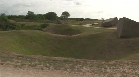 Normandy D-Day bomb crater WWII, Pointe du Hoc  France Stock Footage 11399992