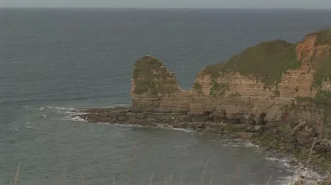 Normandy D-Day cliffs WWII, Pointe du Hoc France Stock Footage 11400041