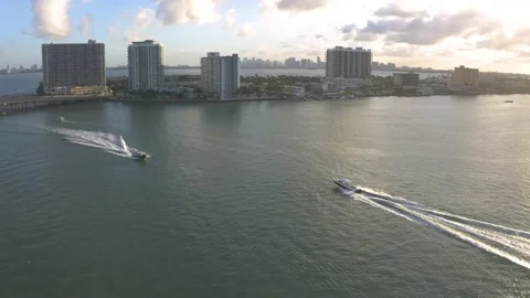 Normandy Isle Sunset Miami Beach, FL Cinematic Aerial Drone Video stock 149541659