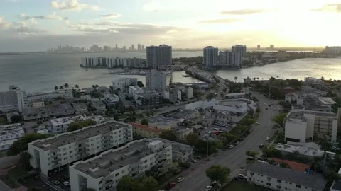 Normandy Isle Sunset Miami Beach, FL Cinematic Aerial Drone Stock-Footage 150124482