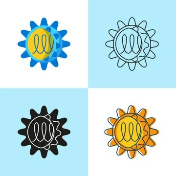 Norovirus cell icon set in flat and line style Stock Illustration