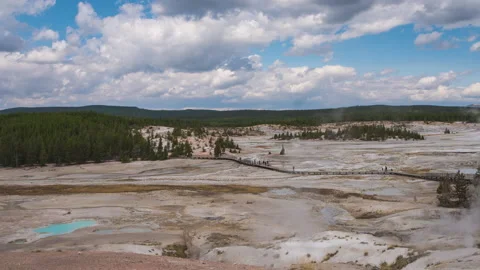 Norris Geyser Basin Panoramic View Stock Footage 196549063