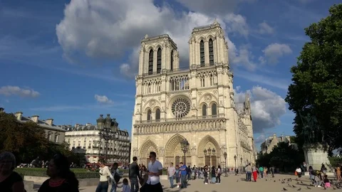 Norte Dame cathedral in  Paris Stock Footage 78626450