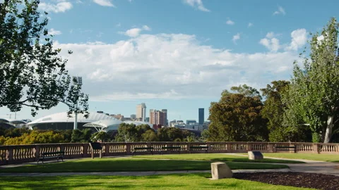 North Adelaide Colone lLight Adelaide Oval Statue Pan Wide Stock Footage 156432098