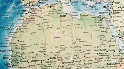 North Africa on Geographic map Stock Footage 229778368