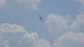 North Amercian B-25J Mitchell airshow flight demonstration by blue cloudy sky 4k or 4k+ Resolution