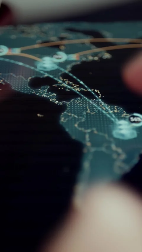 North America Data Network Map on Vertical Smartphone Stock Footage 341872007