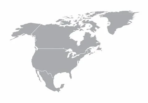 North America gray map Stock Illustration