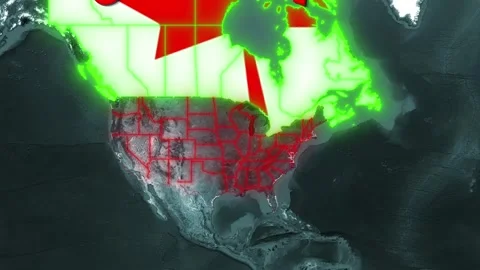North America Map Animation of  Canada USA and Mexico Stock Footage 335585455