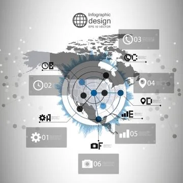 North america map background vector, infographic design illustration for comm Stock Illustration