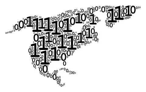 North America Map Mosaic of Binary Digits Stockillustratie