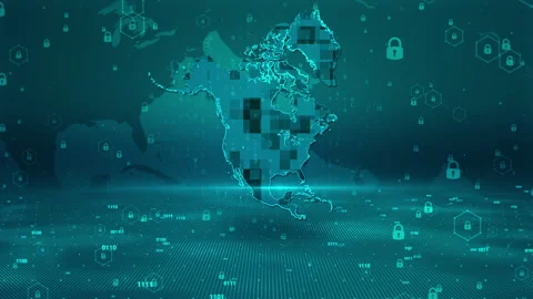 North America Map Password Security Digital Business Background Stock Footage 339044273