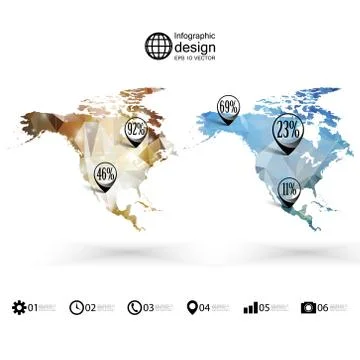 North america map template, triangle design, infographics vector illustration Illustrazione stock