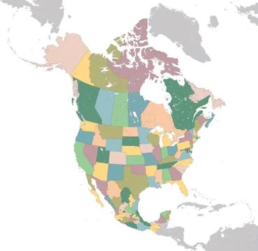 North America map with USA, Canada and Mexico Stock Illustration