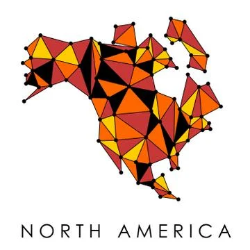 North America map vector - low-poly geometric style illustration. Connection  Stock Illustration