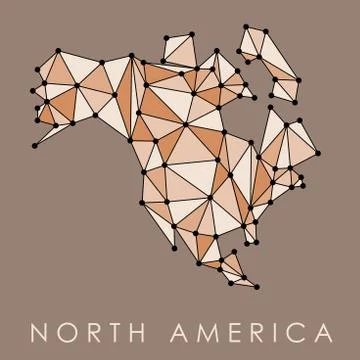 North America map vector - low polygon geometric style illustration. Stock Illustration