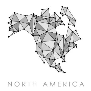 North America map vector - low-poly geometric style illustration. Stock Illustration