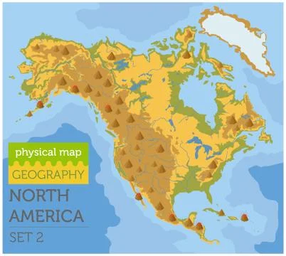 North America physical map elements. Build your own geography info graphic co Stock Illustration