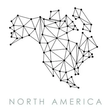 North America simple map vector - low-poly geometric style illustration. Conn Stock Illustration