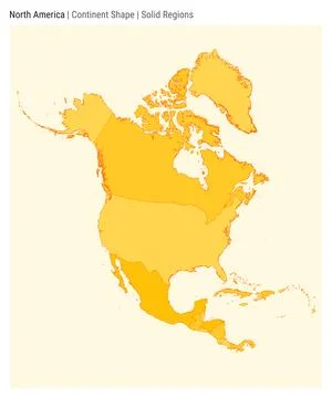 North America. Simple vector map. Continent shape. Solid Regions style. Bor.. Stock Illustration