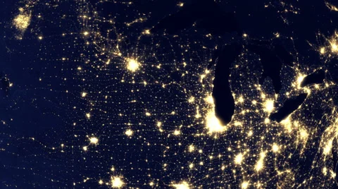 North America from space at nigiht Stock Footage