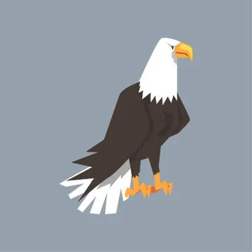 North American Bald Eagle character, symbol of freedom and independence vector Illustrazione stock