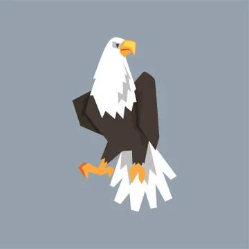 North American Bald Eagle character, symbol of freedom and independence vector 스톡 일러스트