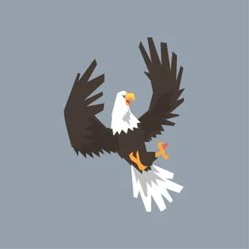 North American Bald Eagle flying and attacking, symbol of USA vector Stock Illustration