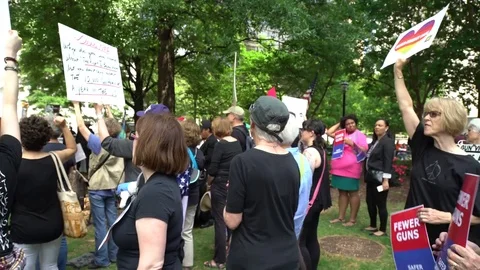 North American citizens protesting for equality and guns regulations Stock Footage 76835763