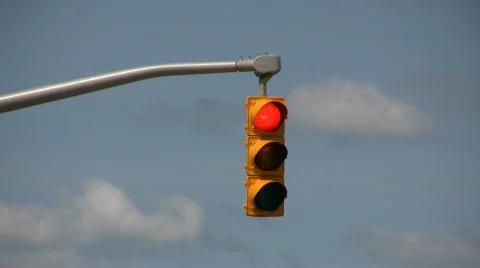 North American Yellow Traffic Light Signal Red To Green Stock Footage