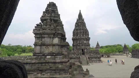 North Apit, Garuda Temple, View from Vishnu Temple, Prambanan, Java, Indonesia Stock Footage 250510020