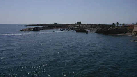 North area of Tabarca Island, Spain, by drone. Stock Footage 282686688