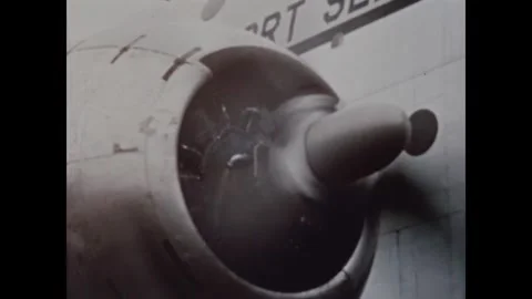 NORTH ATLANTIC - 1950s - US Army soldiers board a C-130F plane on an air base Stock Footage 340666346