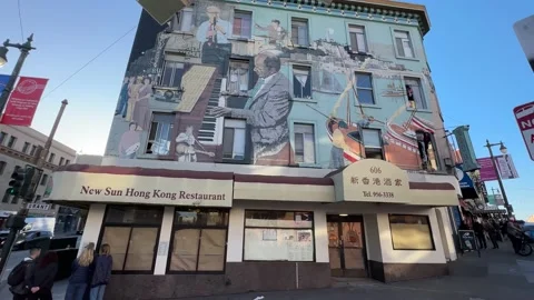 North Beach Building Mural Stock Footage 224400563