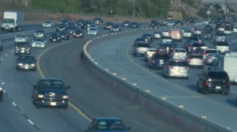 North Bound and South Bound Traffic on 5 Freeway Stock Footage 53861317