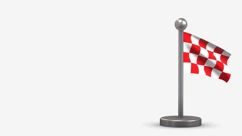 North Brabant 3D waving flag animation on tiny flagpole. 動画素材 120797748