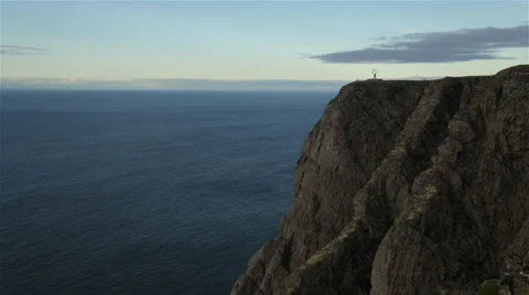 North Cape cliff with The Globe monument Stock Footage 39753507