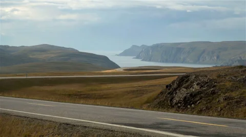 North Cape landscape road Stock Footage 39753786